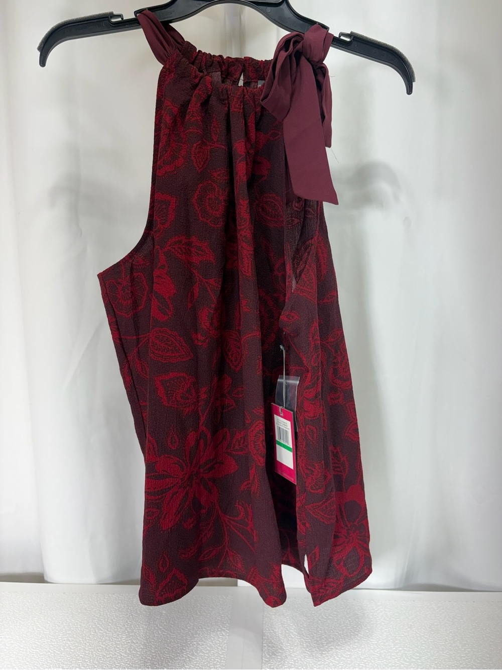 Vince Camuto Burgundy and Red Floral Halter Midi Dress 4106